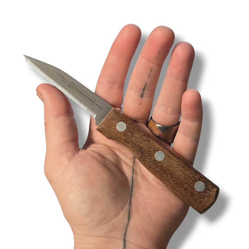 VTG‎ Tramontina Brazil Wood Handle 3 Inch Serrated Stainless Steel Paring Knife